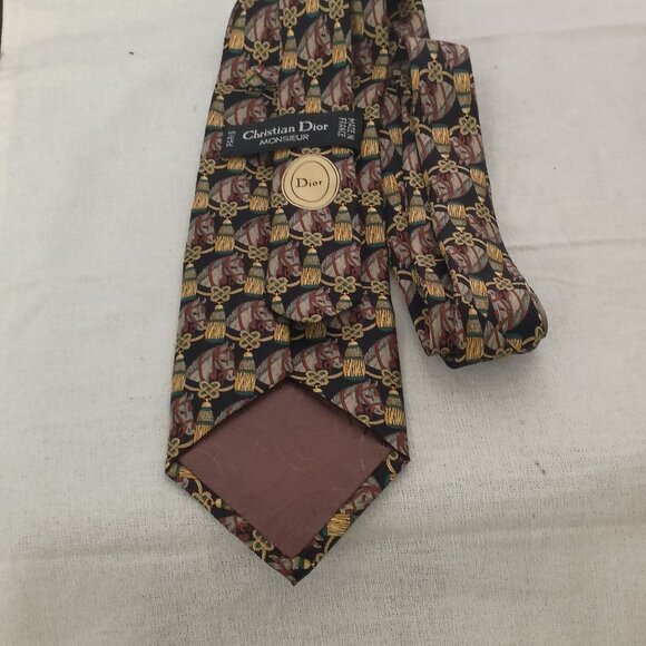 ❤️LOT 3 FENDI CHRISTIAN DIOR VALENTINO NECK TIES Horse Tassel Paisley and Dots - Picture 3 of 12